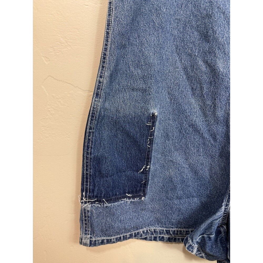 Route 66 Blue Denim Short Overalls with Floral Embroidery - Picture 5 of 7